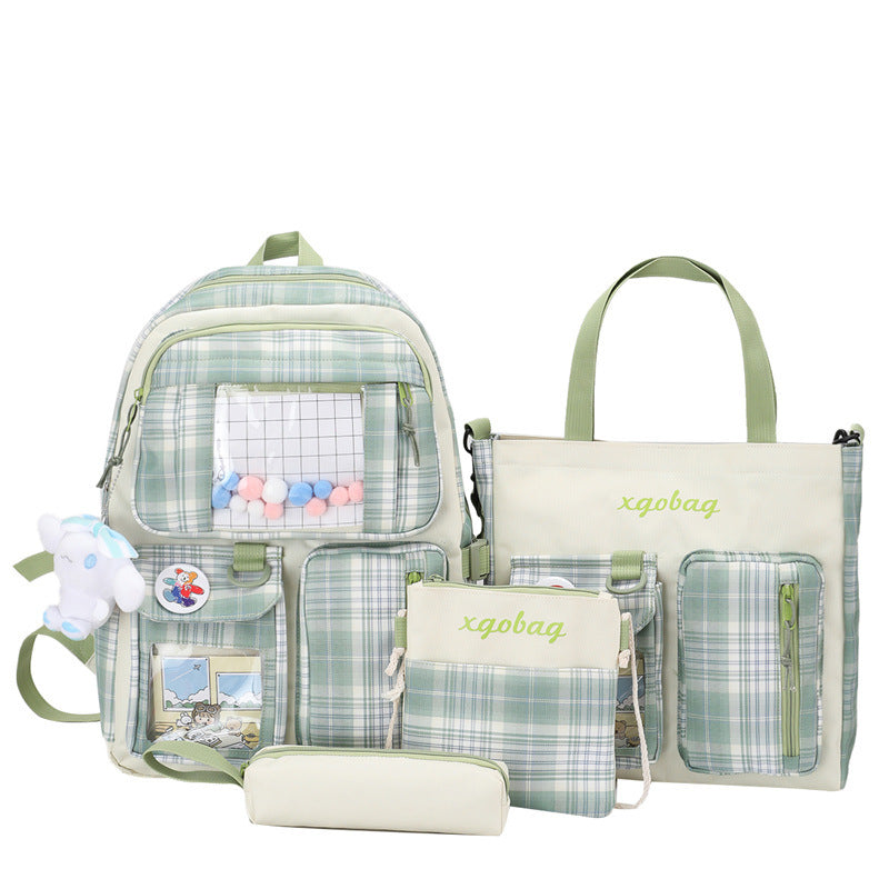 4-piece school bag ulzzang backpack