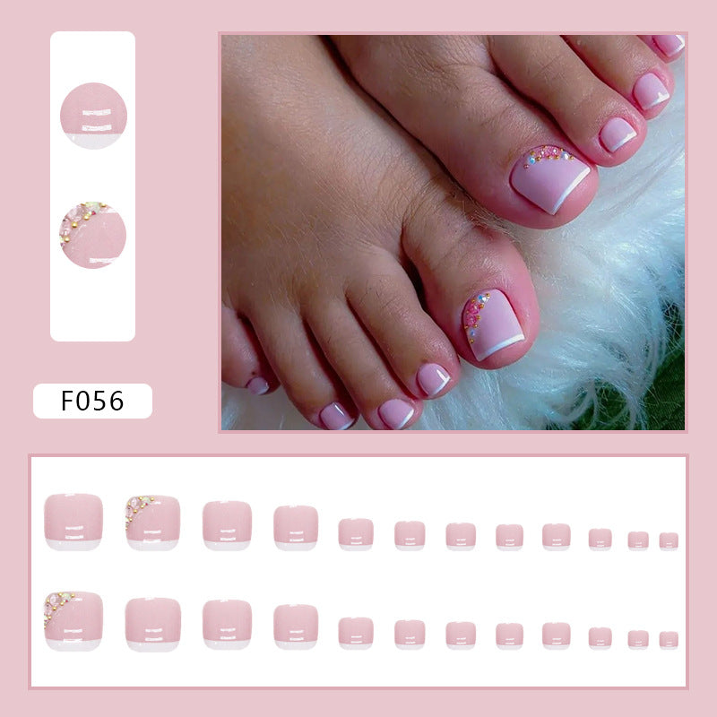 French Diamond Glitter Toe Nails