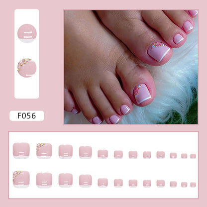 French Diamond Glitter Toe Nails