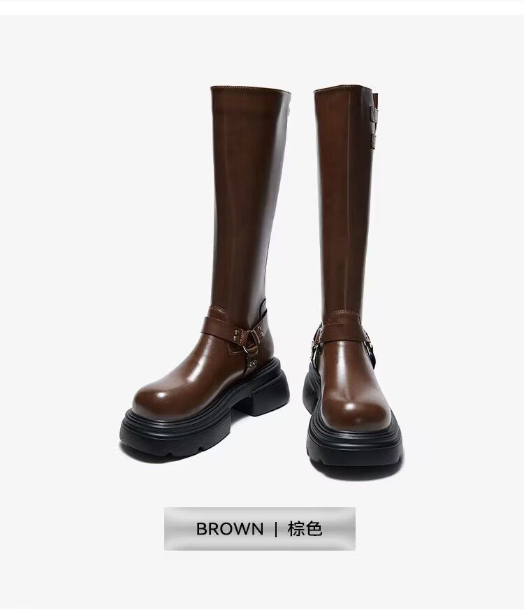 Vintage Skinny Platform Knight Boots