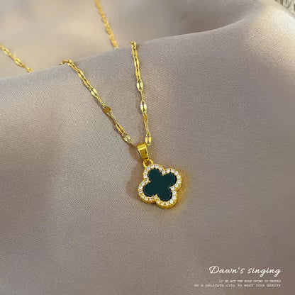Gold Luxury Clover Necklace, Dual-sided Design, 18k Gold Plated