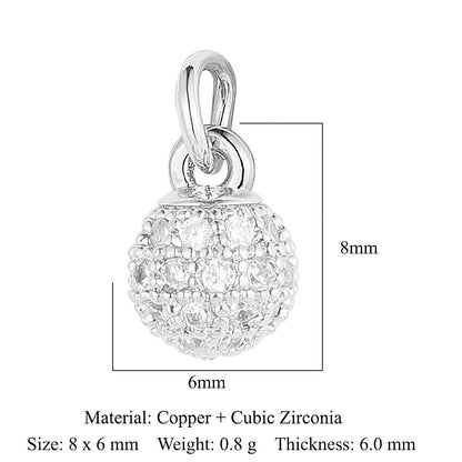 Copper zircon pendant, round ball beetle DIY.