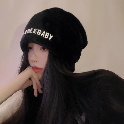 Gorro de punto de invierno blanco para cabezones 