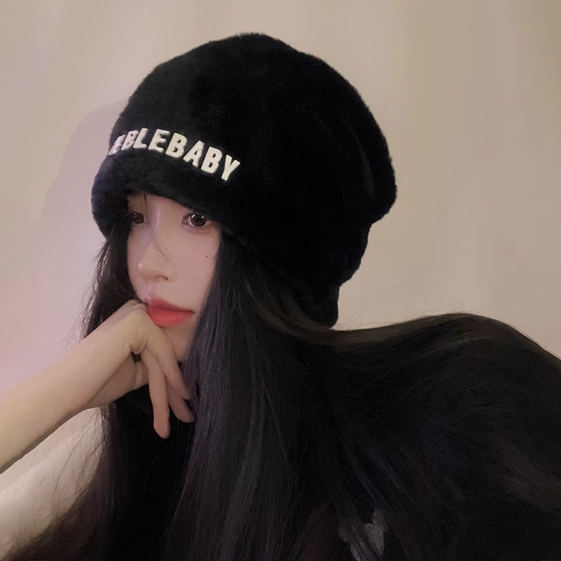 Gorro de punto de invierno blanco para cabezones 