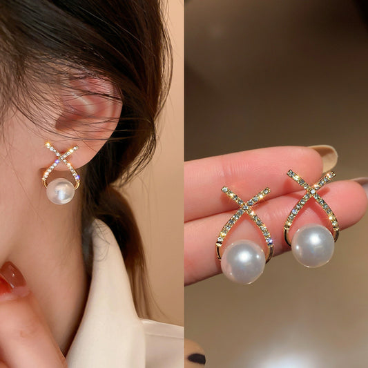 Pendientes de perlas con letras Sense Cross al por mayor 