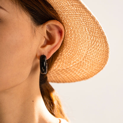 Stainless steel hollow C-shaped earrings for women