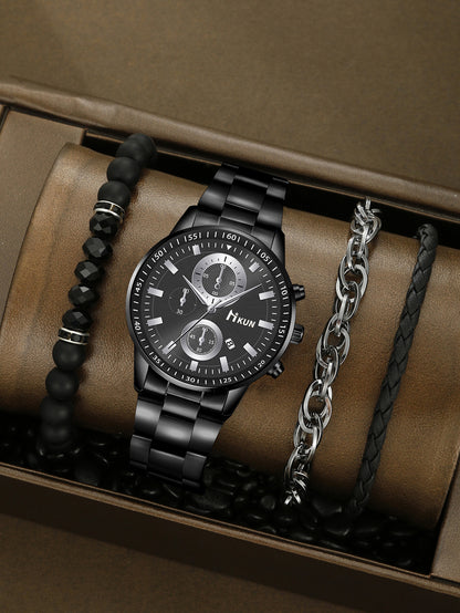 Trendy Beaded Men's Watch Set