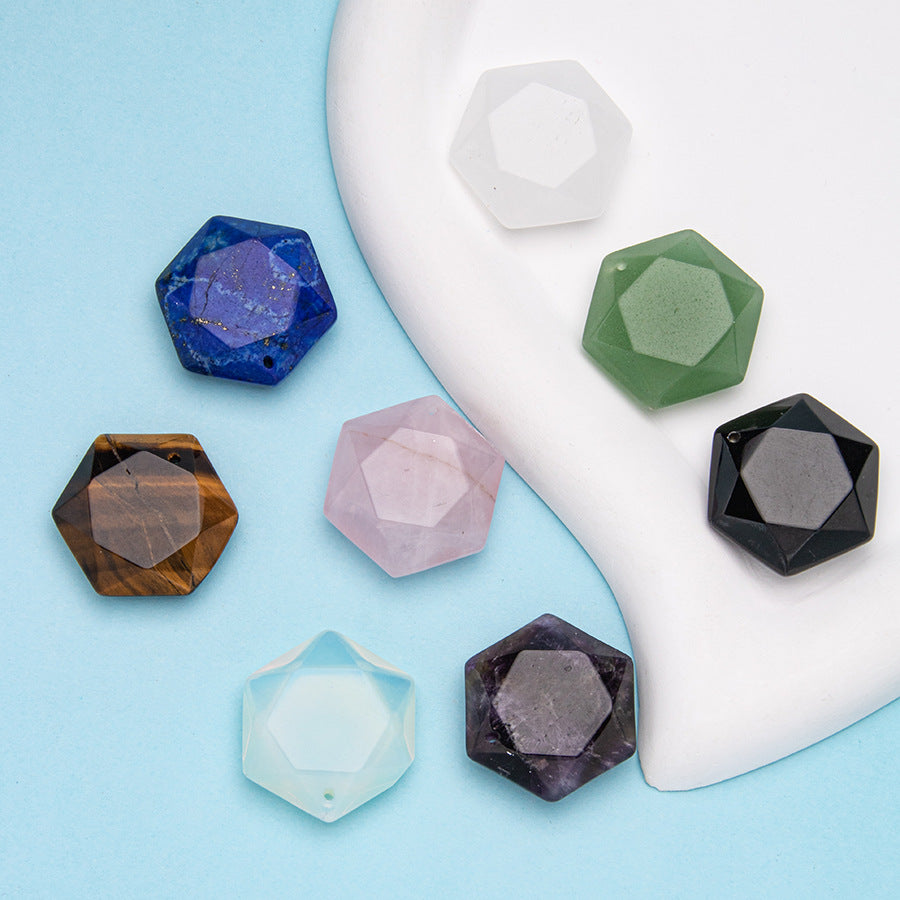 Pingente hexagonal de estrela de David com diamante de seis pontas 