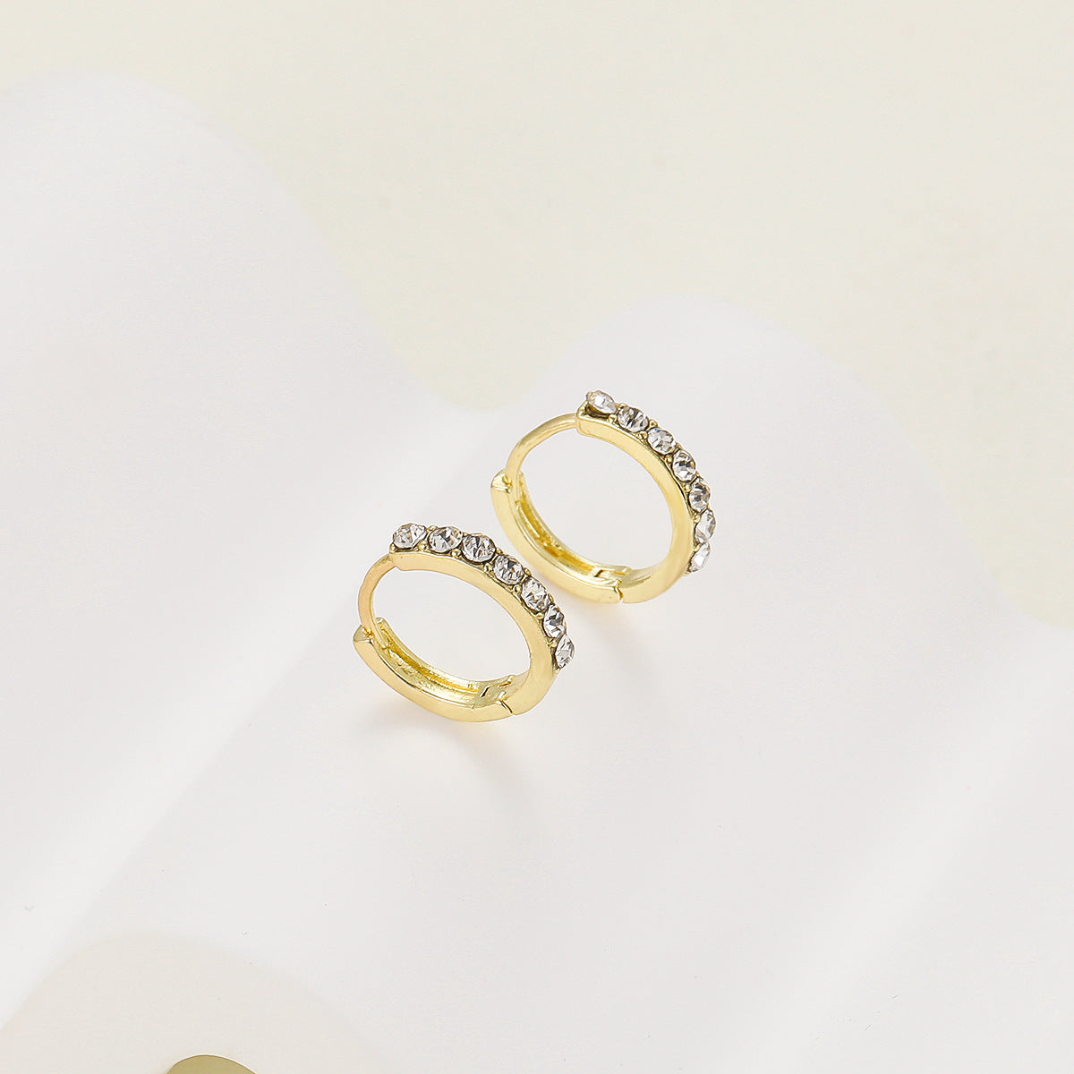 Rhinestone Round Gold Earrings