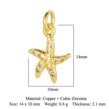 Elephant starfish tropical fish copper zircon pendant