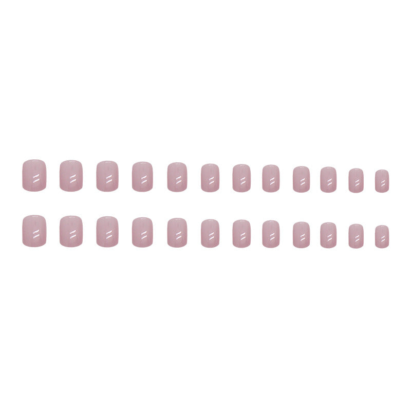 Pink Purple Short Square Nail Stickers 24 Pieces