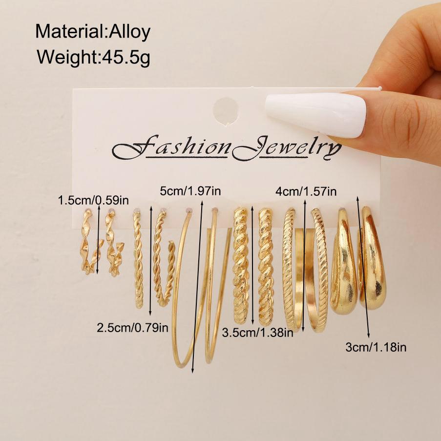 Hepburn Style Square Earring Set (6 Pairs)