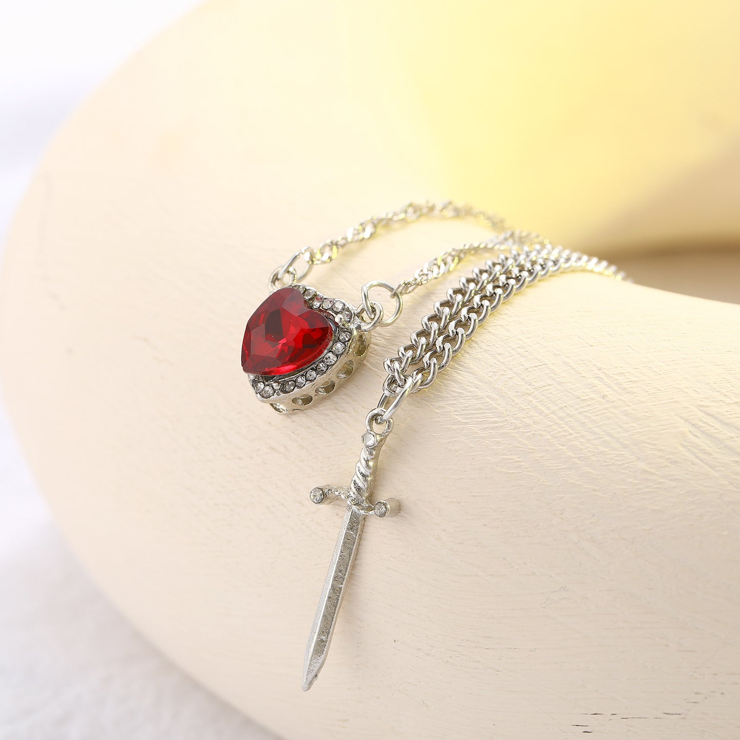 Arrow Through Heart Dagger Necklace