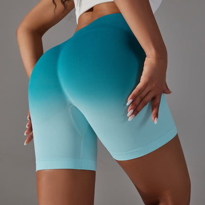 High-Stretch Gradient Shaping Peach Butt-Lifting High-Waist Fitness Shorts