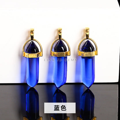 Colorful glass hexagonal column pendant