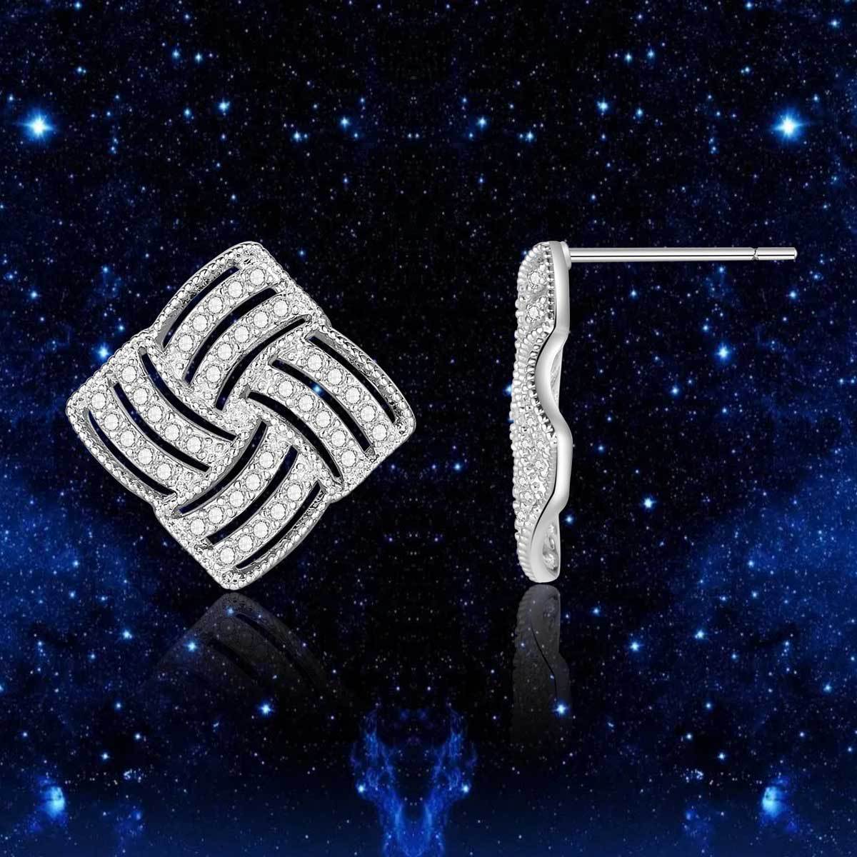 Copper inlaid 5A zircon French diamond stud earrings