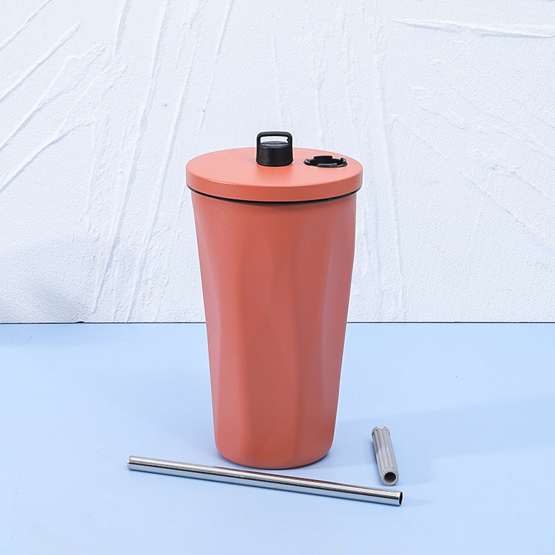 Gradient Diamond-Shaped Cola Cup with Straw