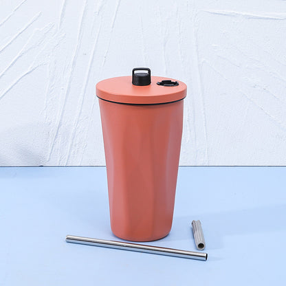 Gradient Diamond-Shaped Cola Cup with Straw