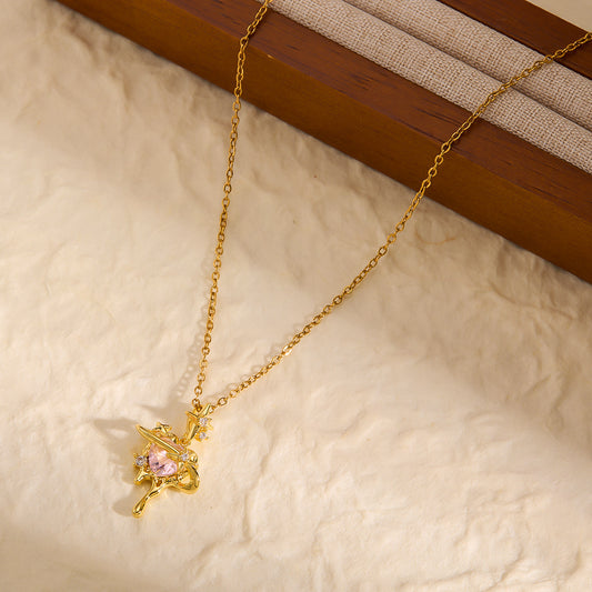 Light-Luxury Titanium Steel Pendant Collarbone Necklace — Fade-Resistant