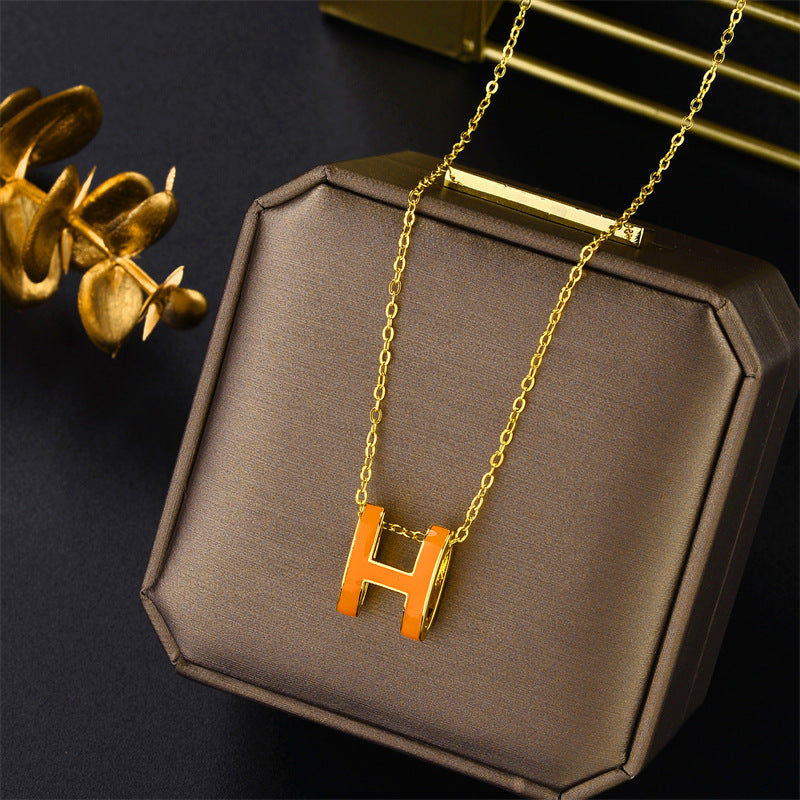 Chic H Letter Pendant Titanium Necklace