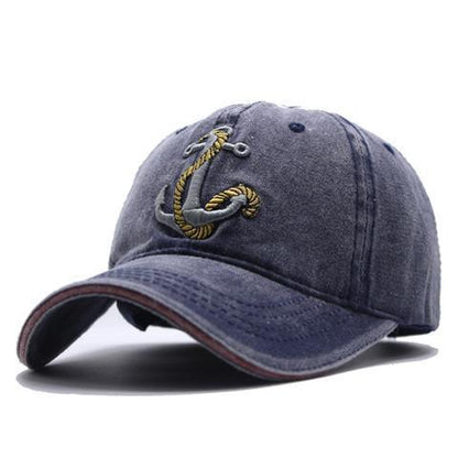 Gorra con bordado de ancla en la parte superior suave lavada 