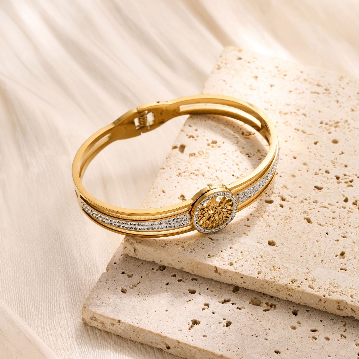 Stainless steel Tree of Life bracelet for women