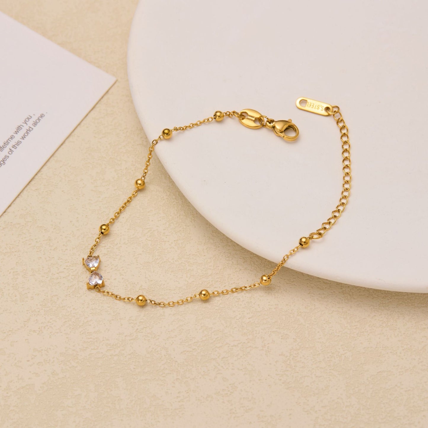 Titanium Steel Zircon Bow Bracelet