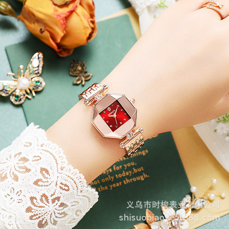 Reloj de cuarzo de moda para mujer en color verde pavo real 