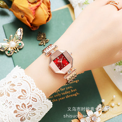 Reloj de cuarzo de moda para mujer en color verde pavo real 