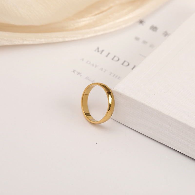 Women's Non-Fading Titanium Steel Curved Couple Ring — Simple Personalized