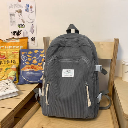 Corduroy girls schoolbag backpack