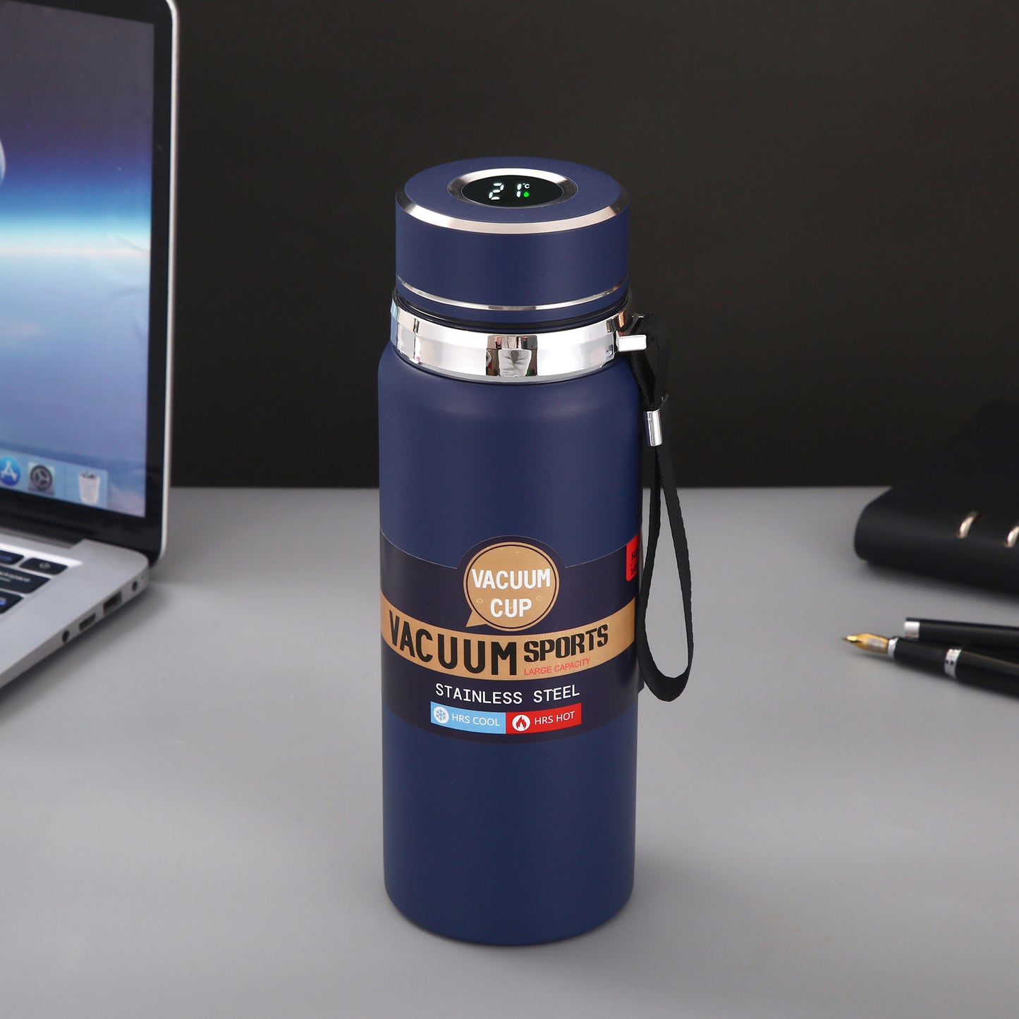 Taza aislada inteligente con pantalla de temperatura, acero inoxidable 304 