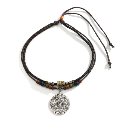 Butterfly Wood Bead Vintage Turquoise Necklace