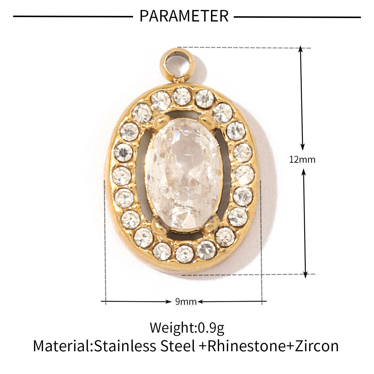 Geometric Round Oval Titanium Steel Zircon Pendant