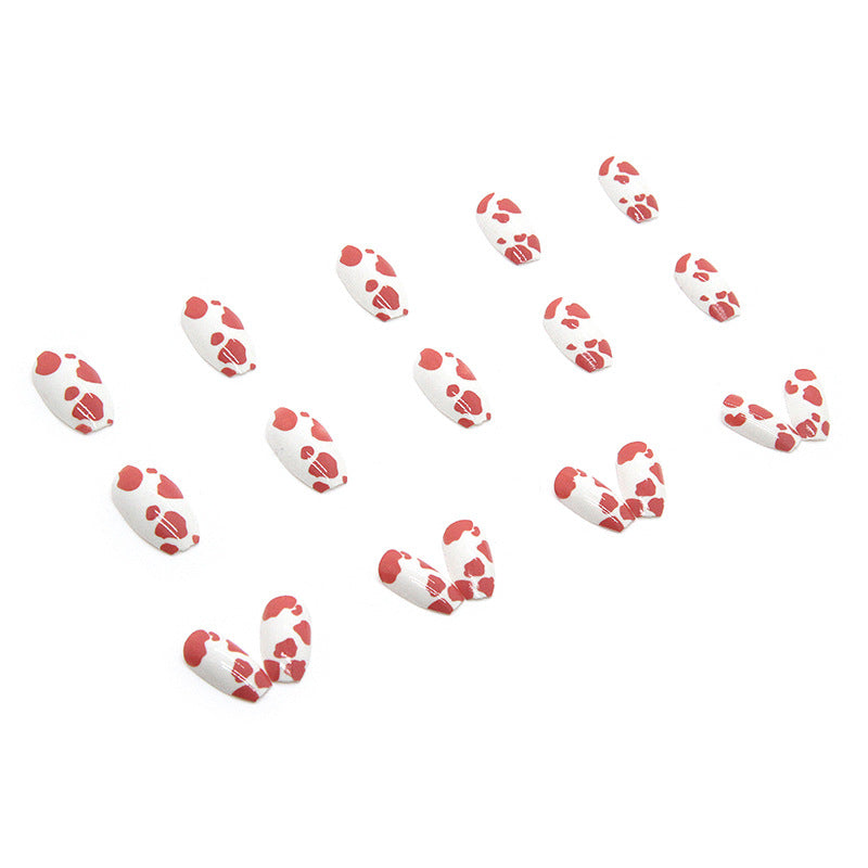 Uñas cortas de ballet con estampado de vaca para llevar puestas 