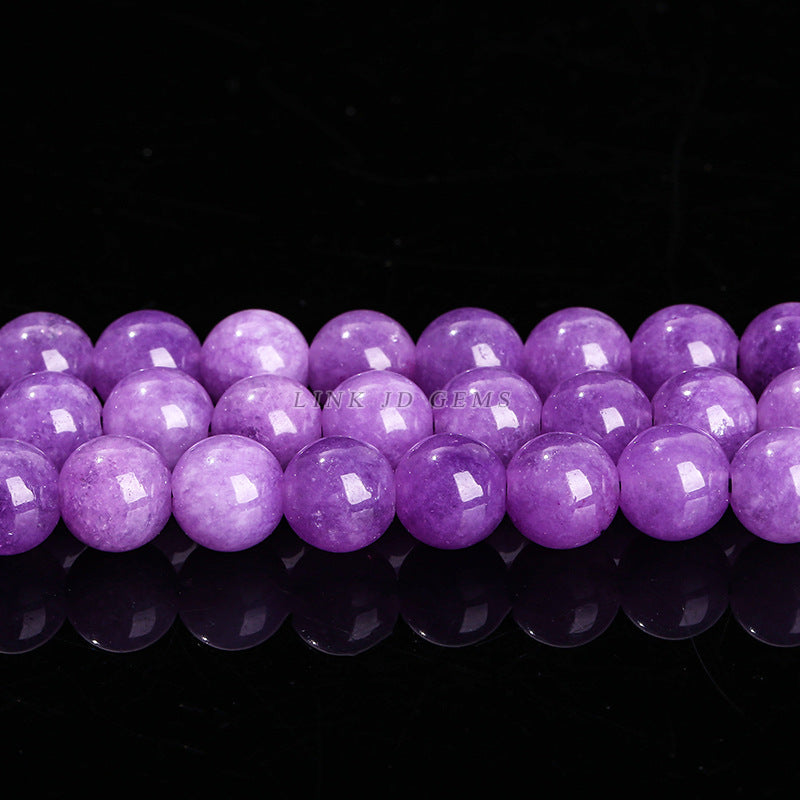 Perlas sueltas redondas de calcedonia violeta K2 