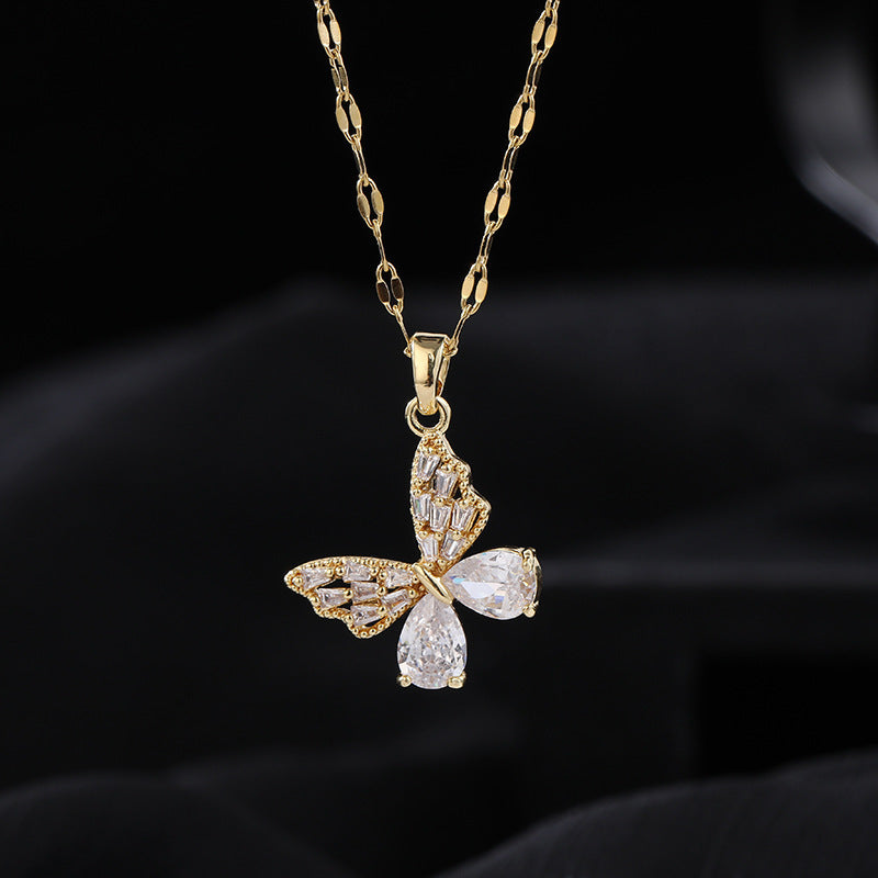 Hollow butterfly pendant necklace