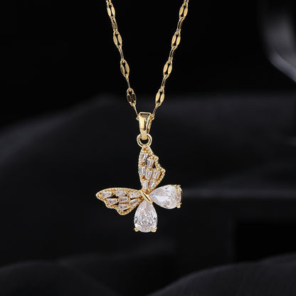Hollow butterfly pendant necklace