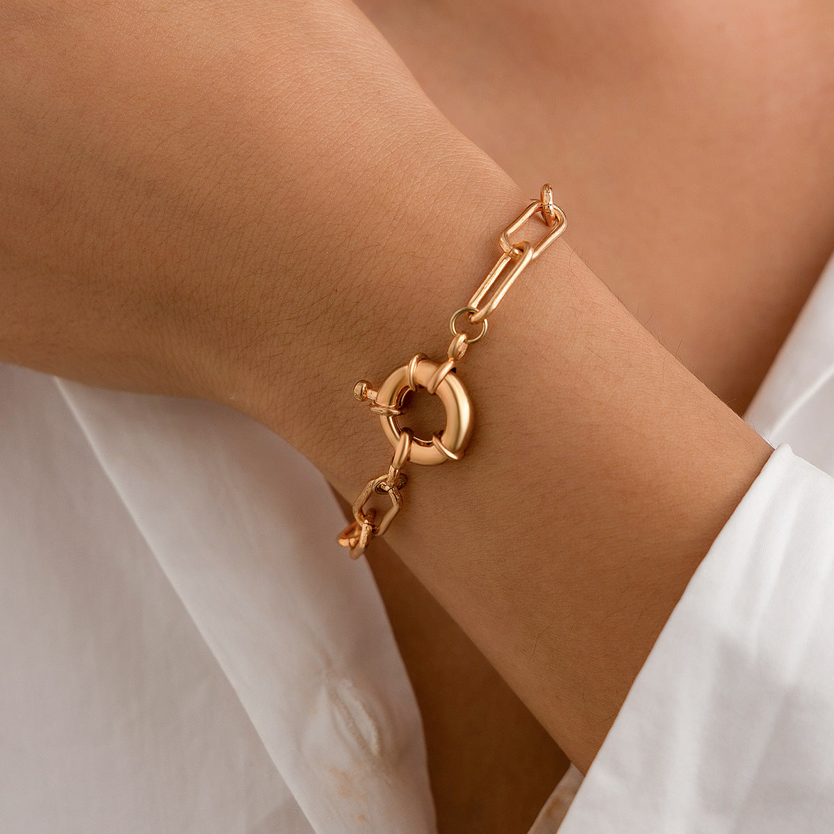 Geometric Metal Copper Ring Bracelet
