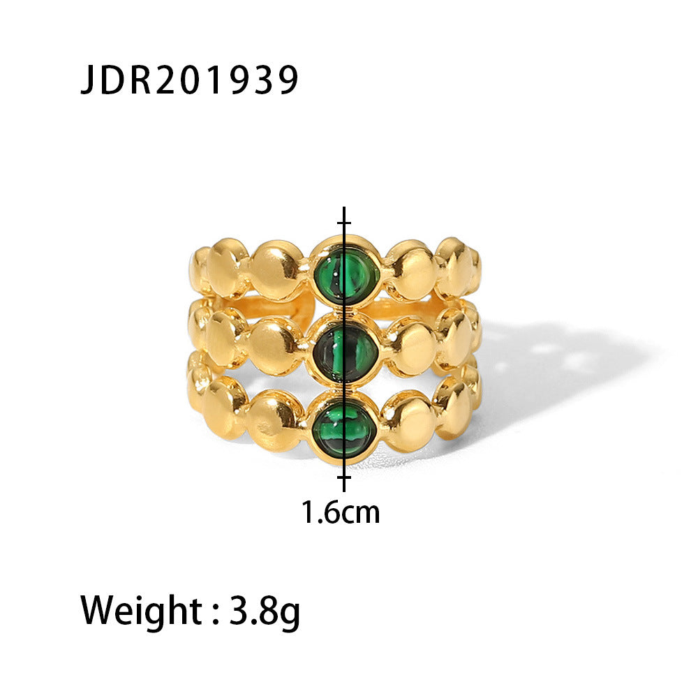 18K Gold Ring with Green Malachite
