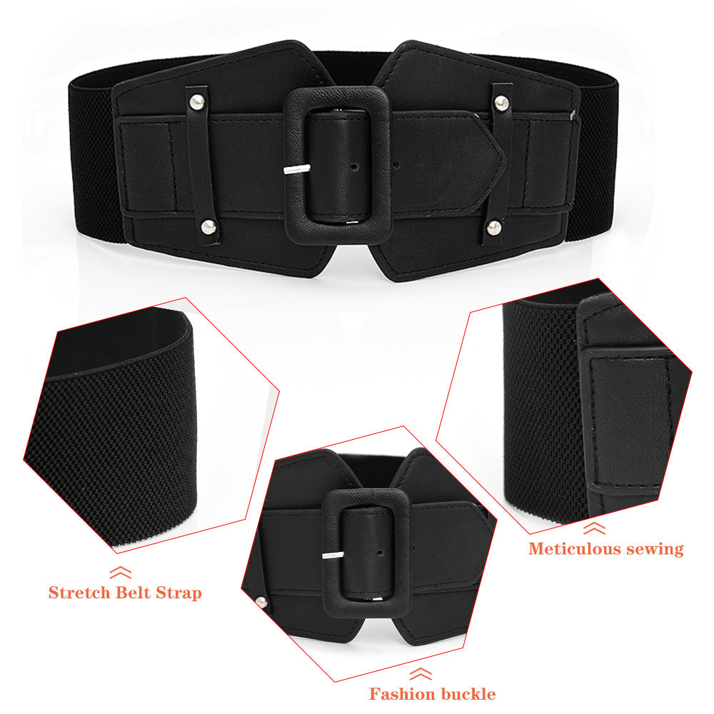 Belt PU leather pin buckle waist wide belt