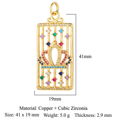 Oil drop copper zircon pendant palm eye face crown