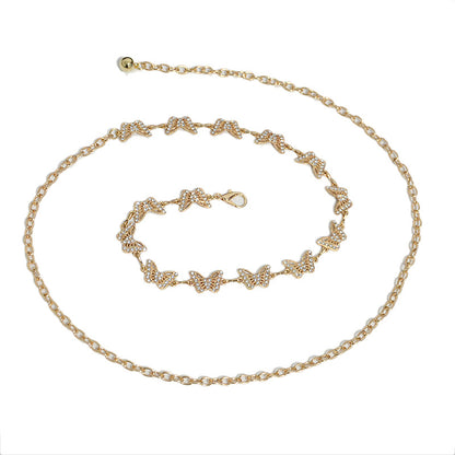 Butterfly rhinestone inlaid decorative metal chain