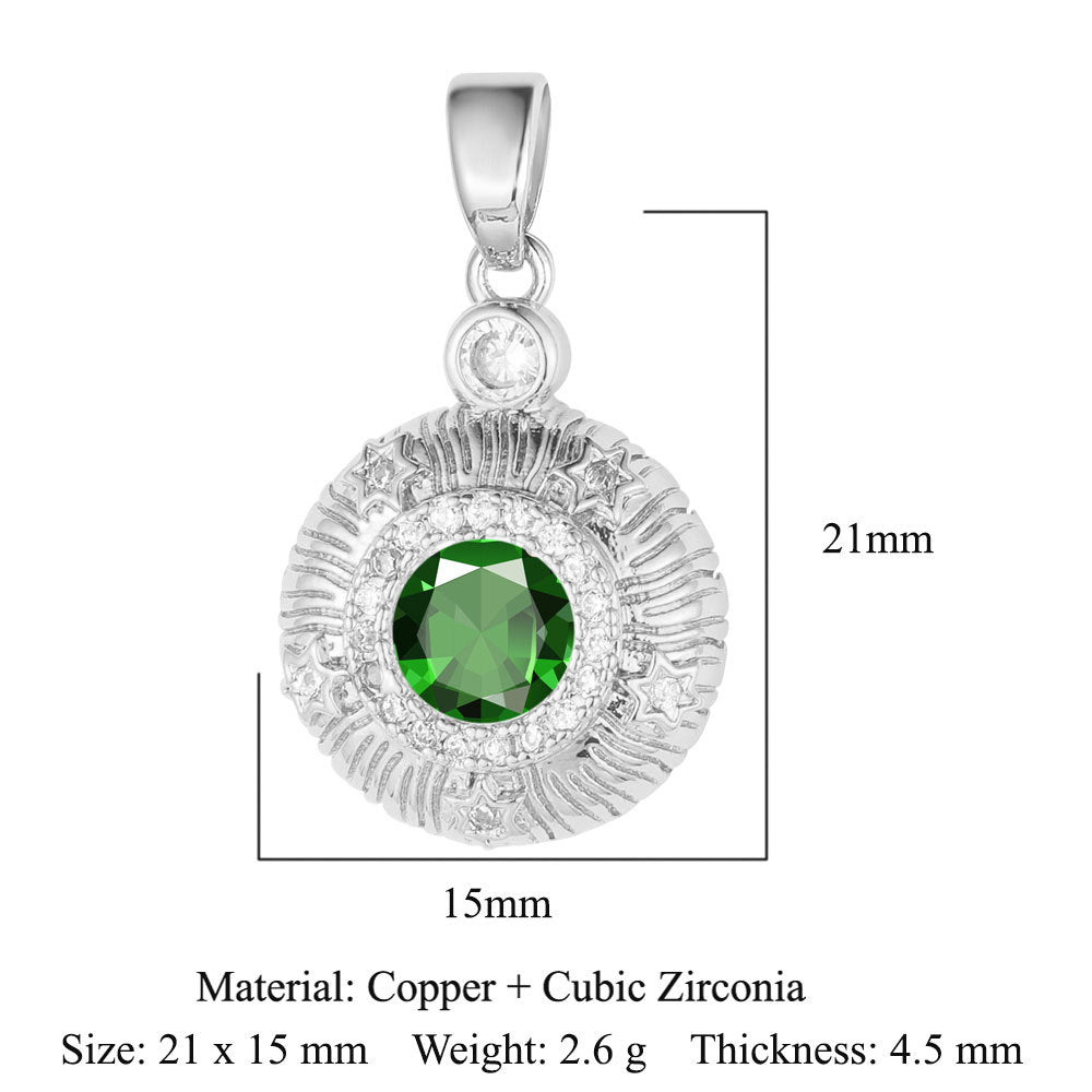 Colgante de cobre y circonita con forma de media luna y ojos 