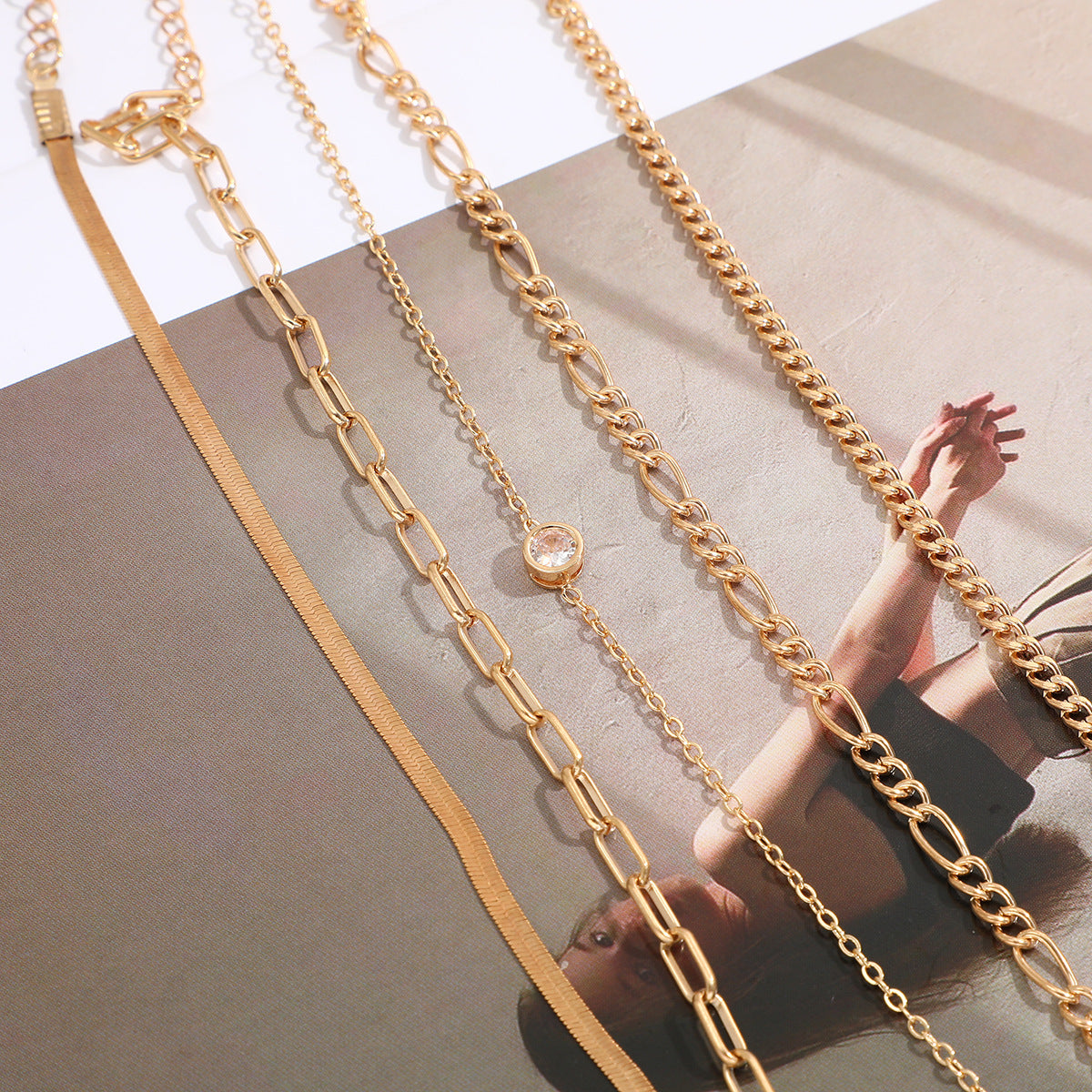 5-Piece Snake Bone Chain Bracelet Set