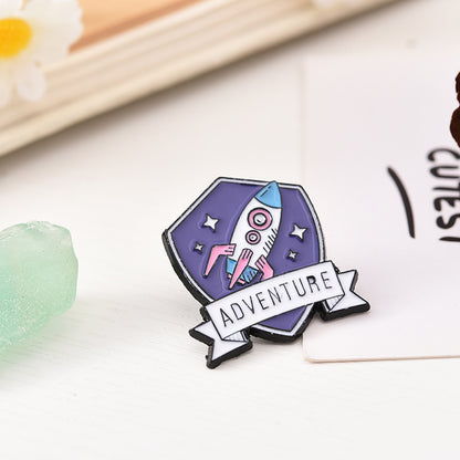 Astronaut Earth Rocket Brooch
