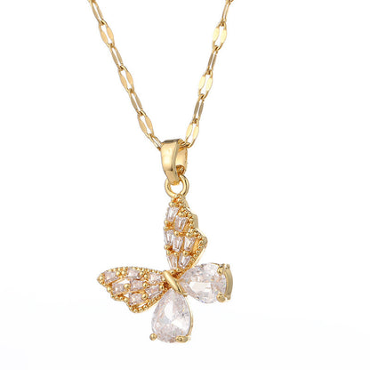 Hollow butterfly pendant necklace