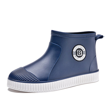 Fleece rain shoes short tube to keep warm