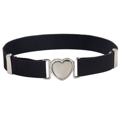 Silver Heart Buckle Adjustable Kids Belt