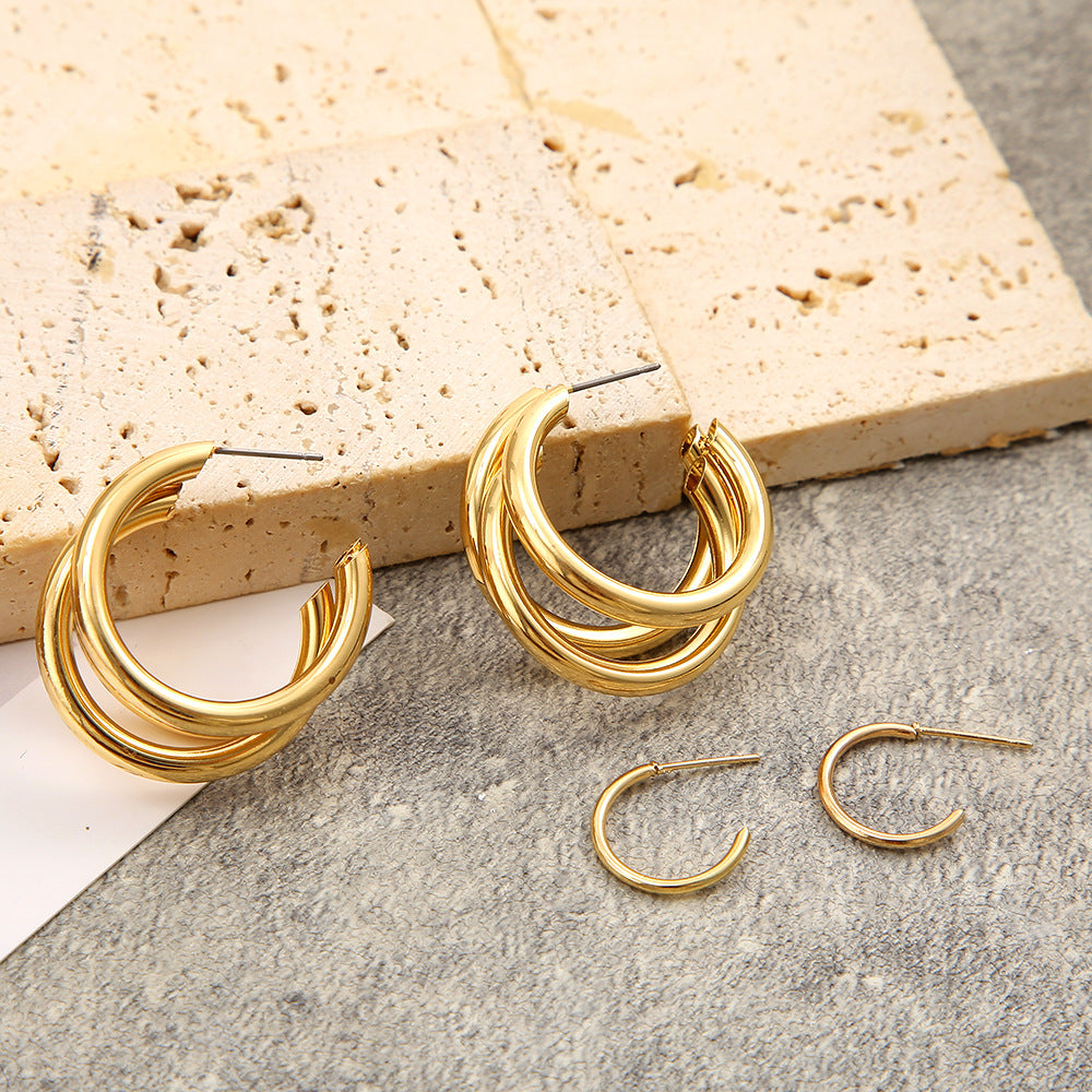 C-shaped earrings 2-piece set earrings wholesale